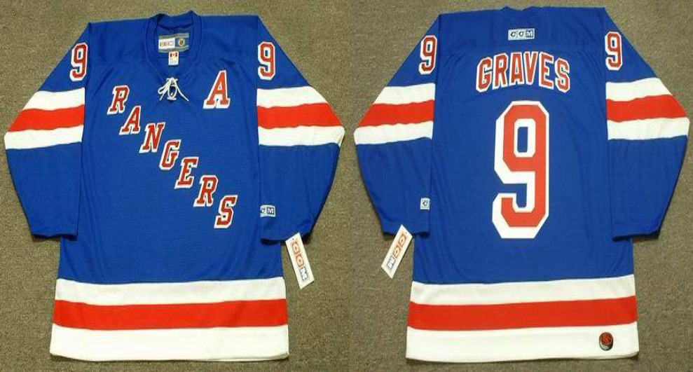 2019 Men New York Rangers 9 Graves blue style #3 CCM NHL jerseys